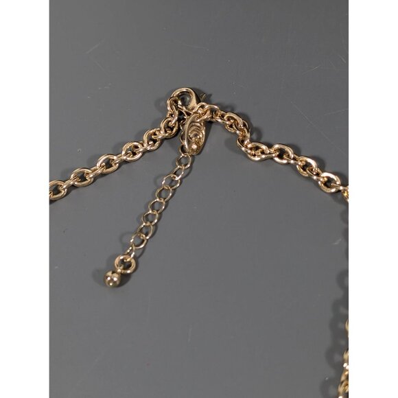 Charming Charlie Reversable Necklace Yellow Purple Enamel Statement Gold Tone 20 - Picture 6 of 8